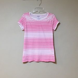 Old Navy Pink and White Striped T-Shirt